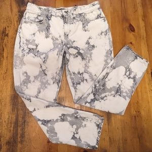 J Brand Women's Aubry Sonic Cropped Denim Jeans Pants White Gray Tie-Dye SIZE 26